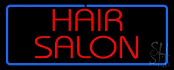 Red Hair Salon With Blue Border Neon Sign