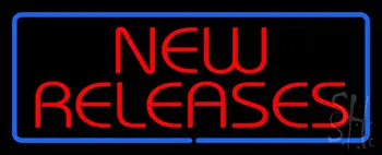 Red New Releases Blue Border Neon Sign