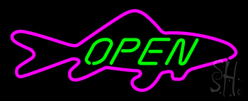 Open Purple Finned Fish Neon Sign