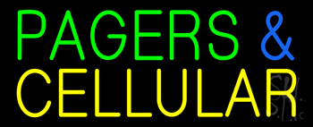 Green Pagers And Cellular Neon Sign
