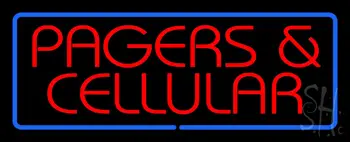 Red Pagers And Cellular Blue Border Neon Sign