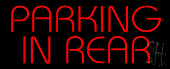 Red Parking In Rear Neon Sign