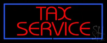 Red Tax Service Blue Border Neon Sign