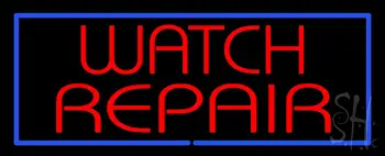 Red Watch Repair With Blue Border Neon Sign