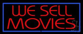 We Sell Movies Blue Border Neon Sign