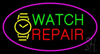 Watch Repair Pink Border Neon Sign