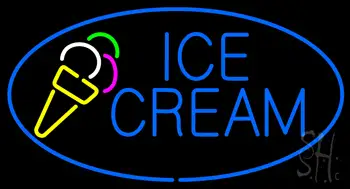 Oval Blue Ice Cream Neon Sign