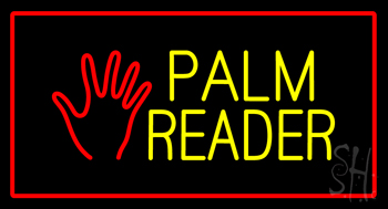 Palm Reader Logo Red Rectangle Neon Sign