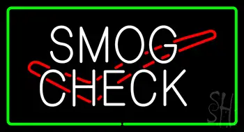 Smog Check Logo Green Rectangle Neon Sign