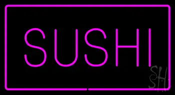Sushi Rectangle Pink Border Neon Sign