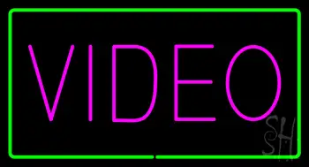 Purple Video Green Rectangle Neon Sign