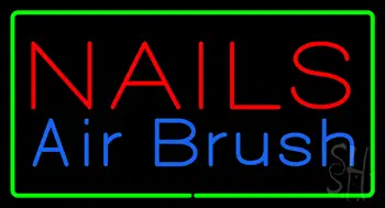 Red Nails Airbrush Green Border Neon Sign