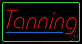 Tanning With Green Border Neon Sign