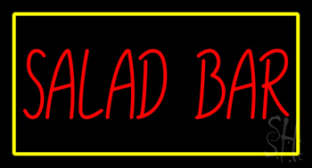 Red Salad Bar Yellow Border Neon Sign