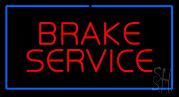 Brake Service Blue Rectangle Neon Sign