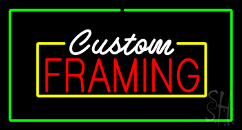 Custom Framing Flashing Green Border Neon Sign