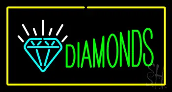 Diamonds Logo Yellow Rectangle Neon Sign