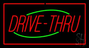 Drive Thru Rectangle Red Neon Sign