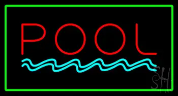 Pool Rectangle Green Neon Sign