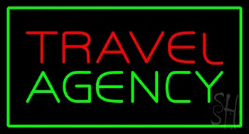 Travel Agency Green Rectangle Neon Sign