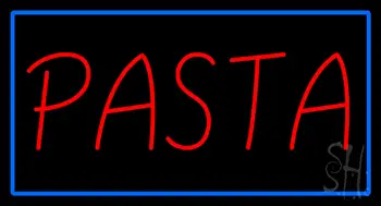 Red Pasta Blue Border Neon Sign