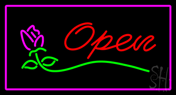 Rose Pink Rectangle Open Animated Neon Sign