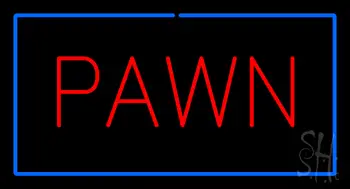 Red Pawn Blue Border Neon Sign