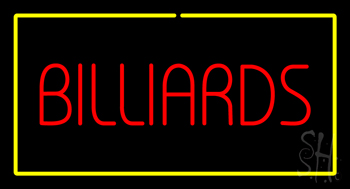 Billiards Block Yellow Rectangle Neon Sign