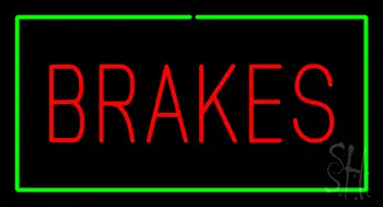 Brakes Green Rectangle Neon Sign