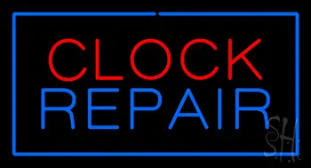 Clock Repair Blue Border Neon Sign