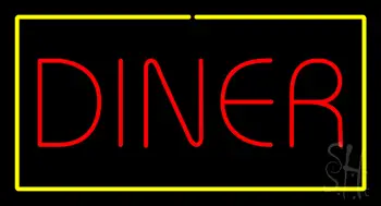 Diner Rectangle Yellow Neon Sign
