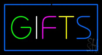 Gifts Blue Rectangle Neon Sign