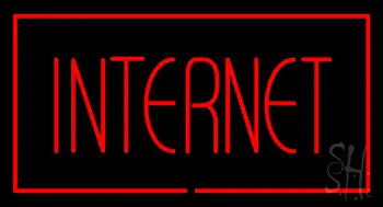Internet With Red Border Neon Sign