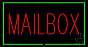 Mailbox Rectangle Green Neon Sign