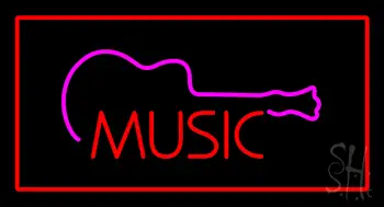 Music Rectangle Red Neon Sign