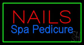 Nails Spa Pedicure Green Border Neon Sign