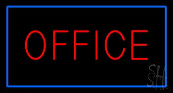 Red Office Blue Neon Sign