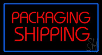 Packaging Shipping Blue Rectangle Neon Sign