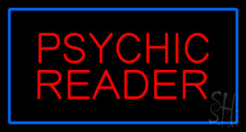 Psychic Reader Blue Rectangle Neon Sign
