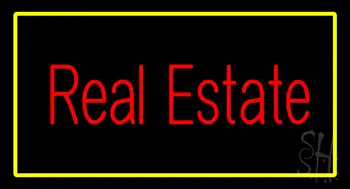 Red Real Estate Yellow Border Neon Sign