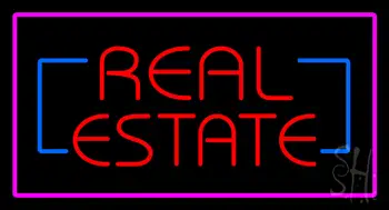 Real Estate With Pink Border Neon Sign