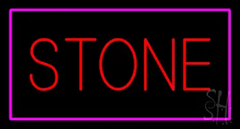 Stone Rectangle Purple Neon Sign