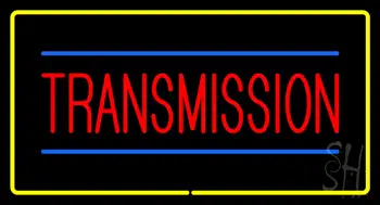 Red Transmission Yellow Rectangle Neon Sign