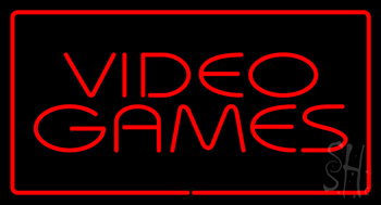 Video Games Rectangle Red Neon Sign