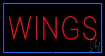 Wings Blue Border Neon Sign