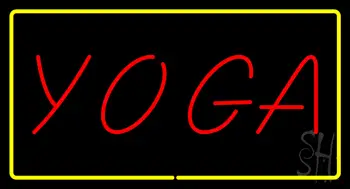 Red Yoga With Yellow Border Neon Sign