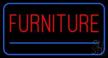 Furniture Rectangle Blue Neon Sign