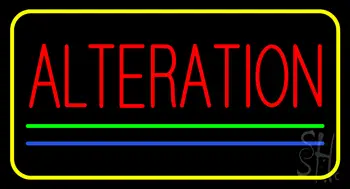 Red Alteration Blue Green Line Yellow Border Neon Sign