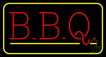 Block Bbq With Yellow Border Neon Sign