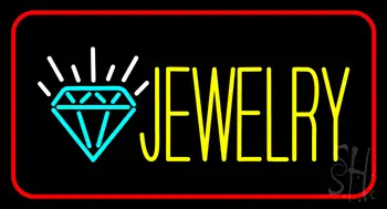 Jewelry With Red Border Neon Sign